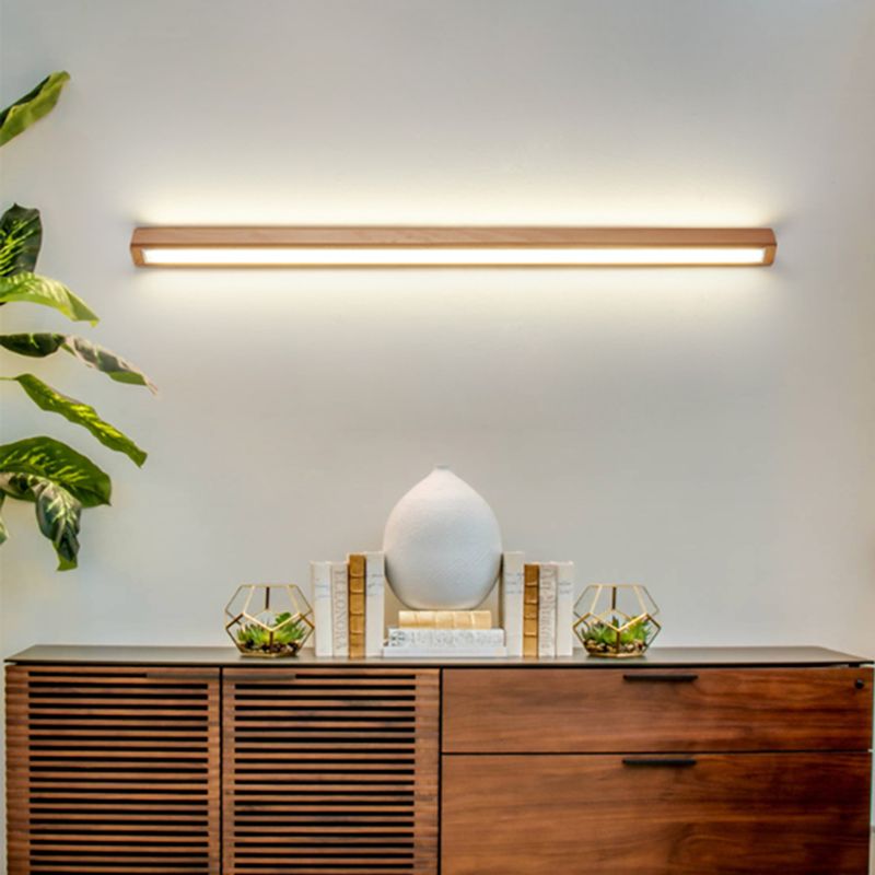 Muto Linear Mirror Wooden Front Vanity Wall Lamp - Neutral Decor