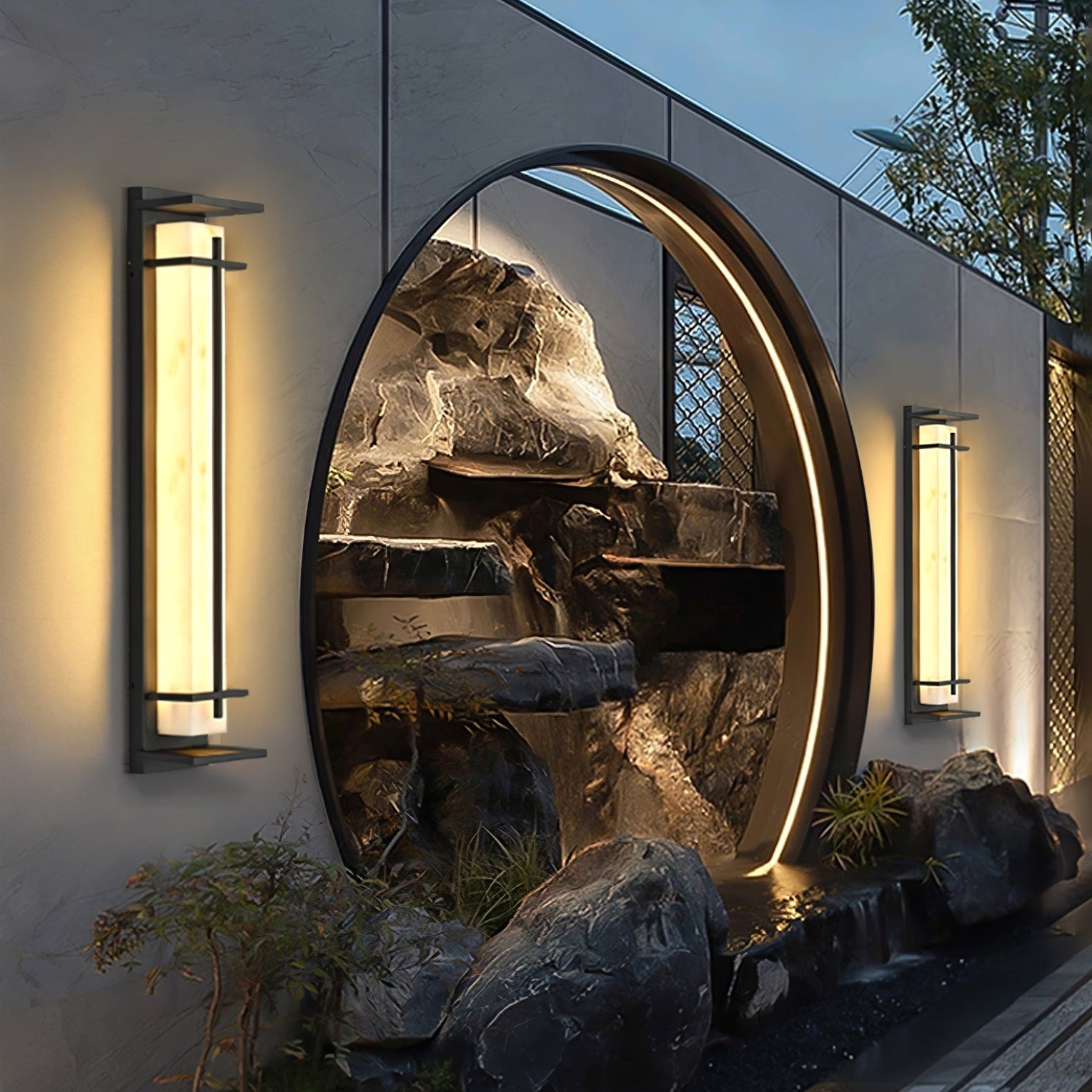 Ray Square Outdoor Wall Light Imitation Alabaster Waterproof - Neutral Decor
