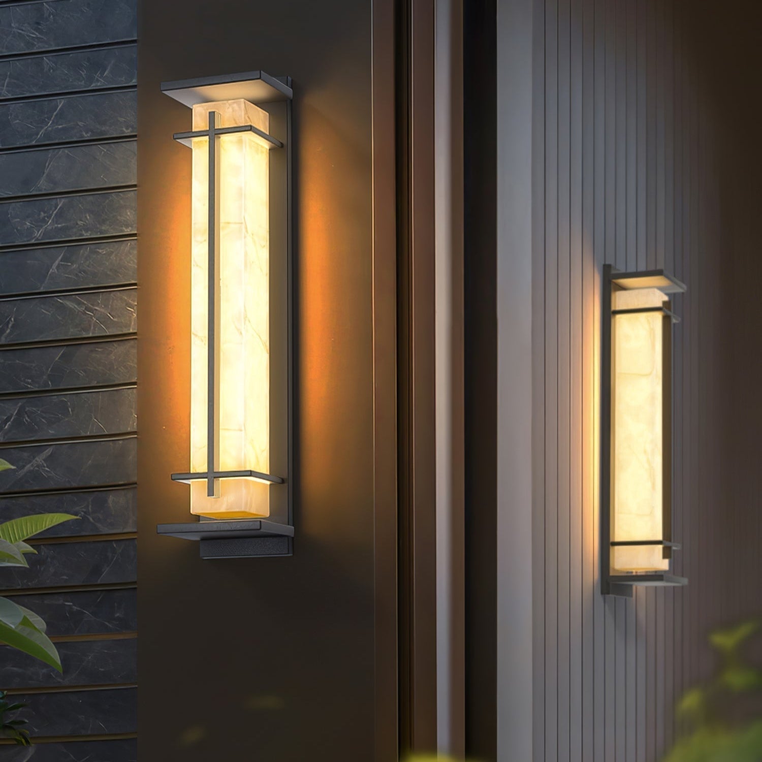 Ray Square Outdoor Wall Light Imitation Alabaster Waterproof - Neutral Decor