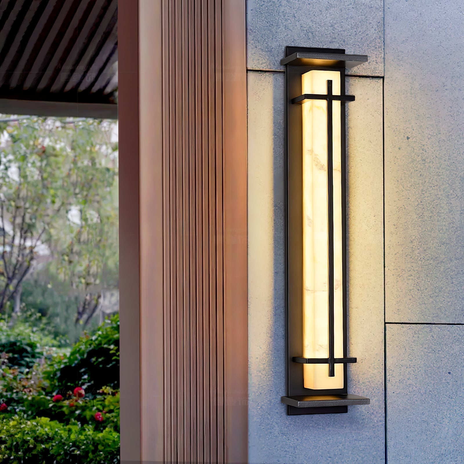 Ray Square Outdoor Wall Light Imitation Alabaster Waterproof - Neutral Decor