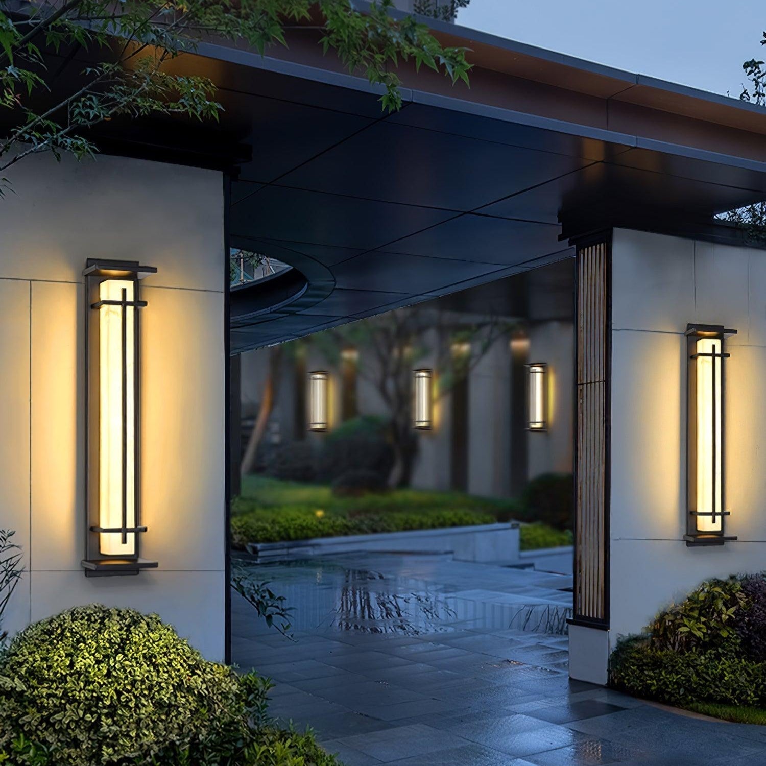 Ray Square Outdoor Wall Light Imitation Alabaster Waterproof - Neutral Decor