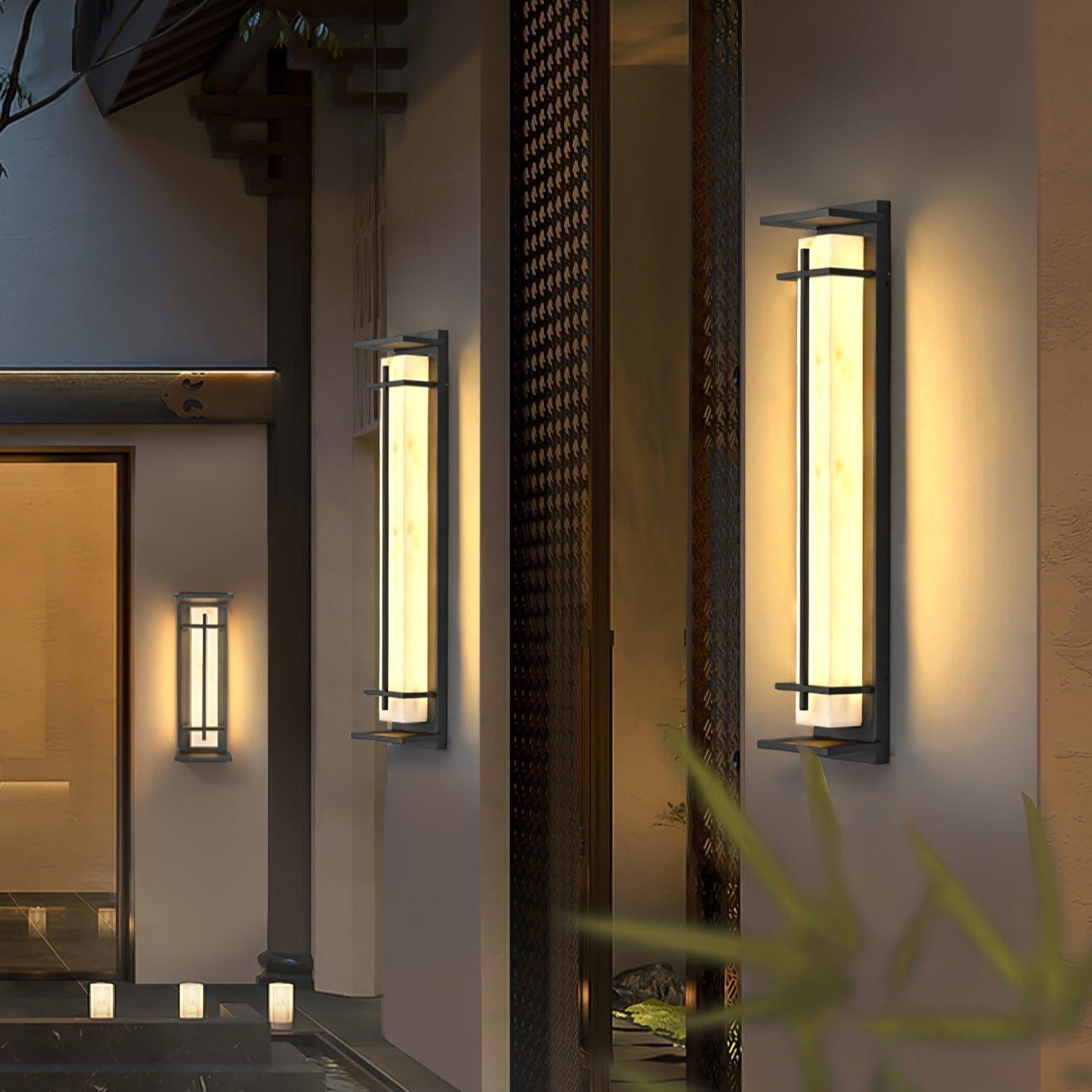 Ray Square Outdoor Wall Light Imitation Alabaster Waterproof - Neutral Decor