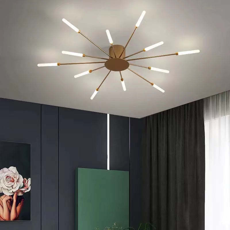 Wesley Flush-Mount Ceiling Light Fireworks, Black/Gold - Neutral Decor